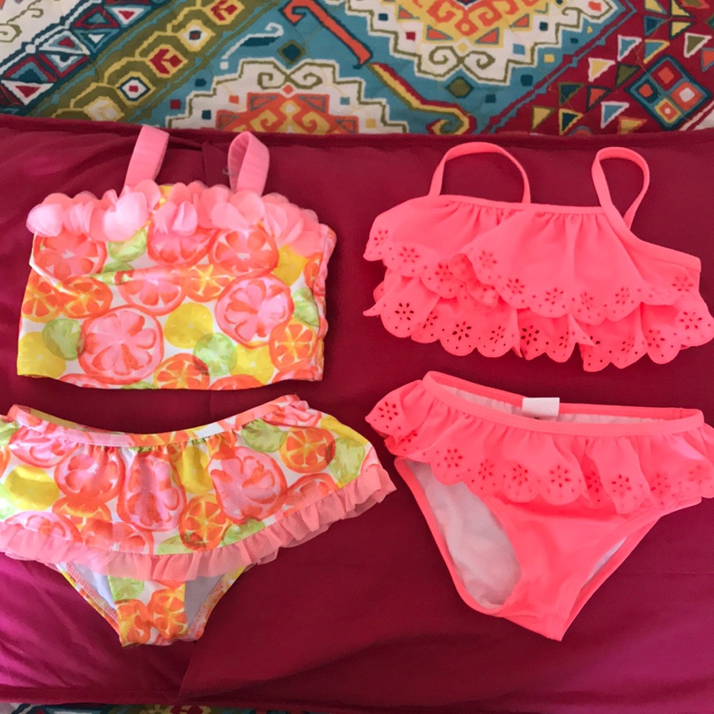 Set of 2 toddler girls swim suits and a freebie